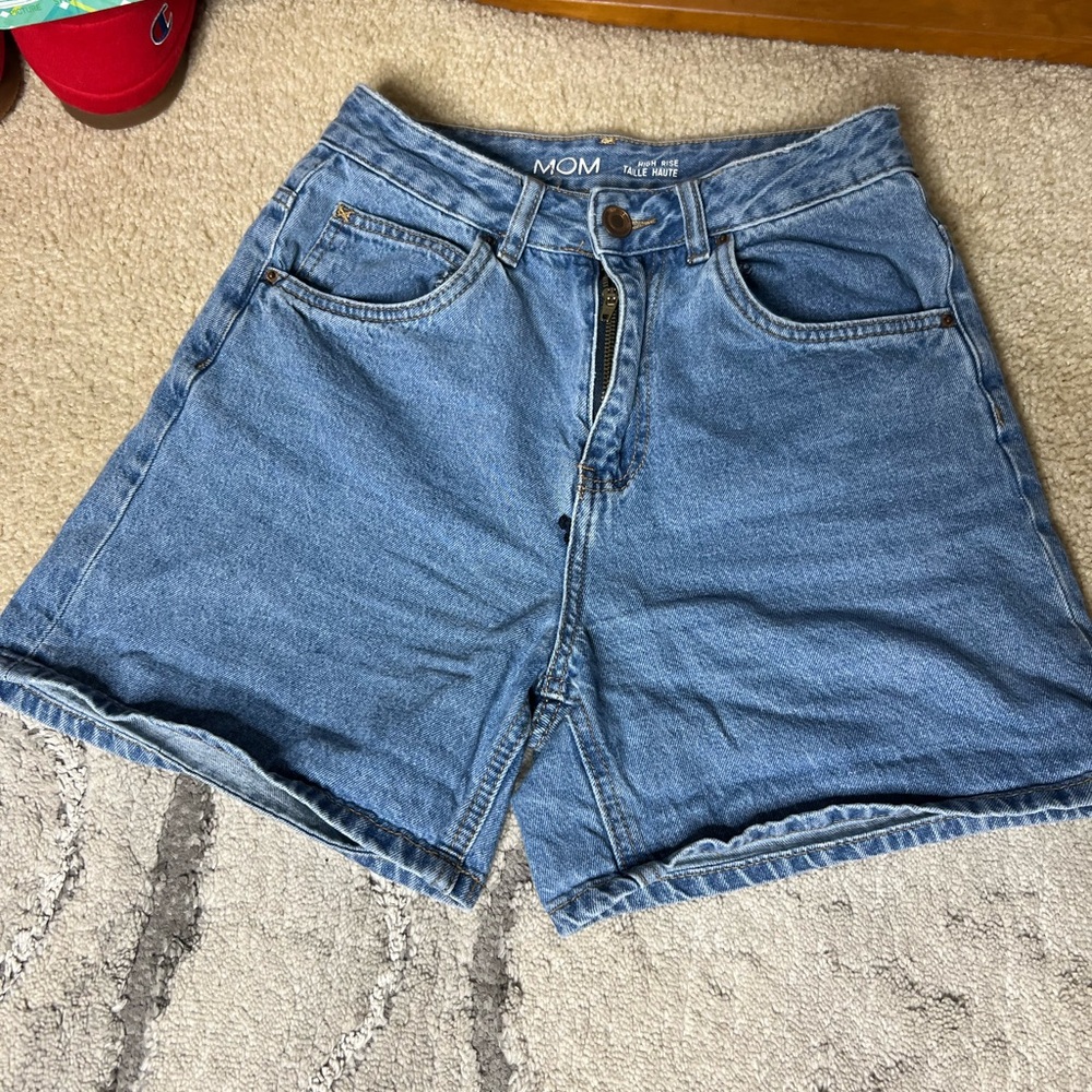 Women's Blue Denim Mom Shorts